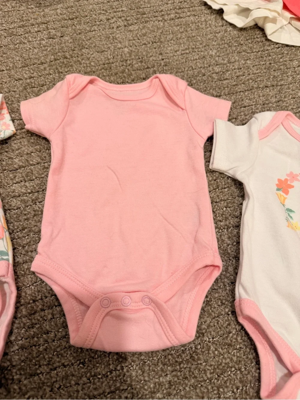 Baby Gear Pink Floral & Solid Pink Baby One-Piece Bodysuit 3-Pack